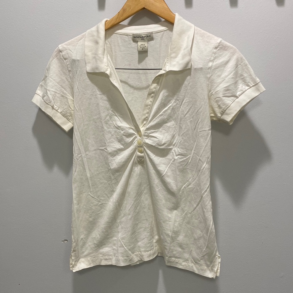 Banana Republic 3 button polo top white size medium